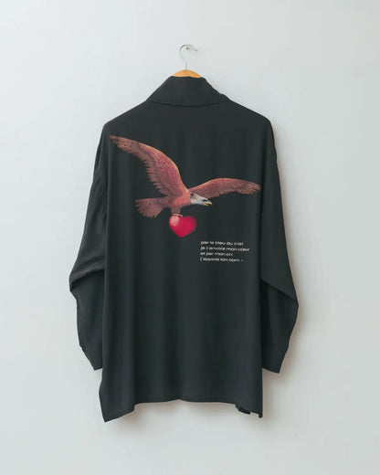 Handpicked by aimée heart embroidered pure silk shirt