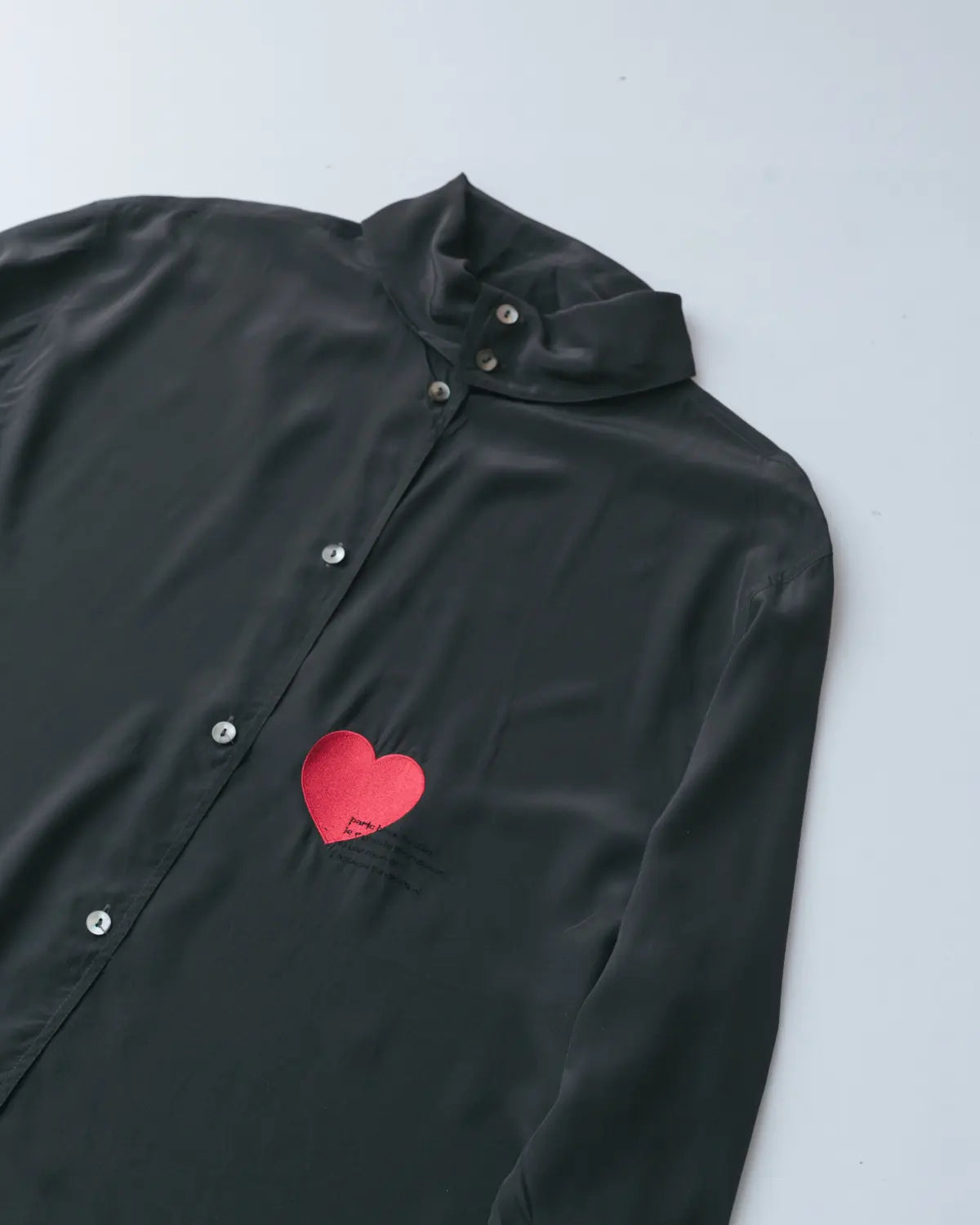 Handpicked by aimée heart embroidered pure silk shirt