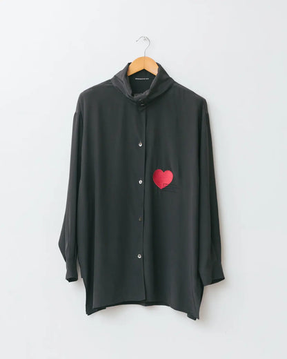 Handpicked by aimée heart embroidered pure silk shirt