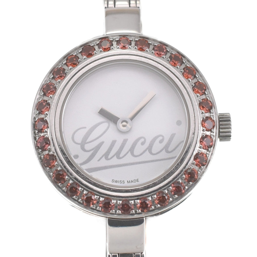 Elegant Gucci 105 Garnet Bezel Bangle Quartz Ladies Watch - Pre-owned