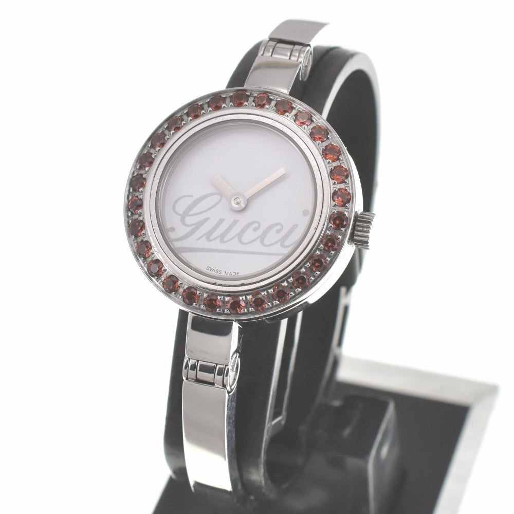 Elegant Gucci 105 Garnet Bezel Bangle Quartz Ladies Watch - Pre-owned
