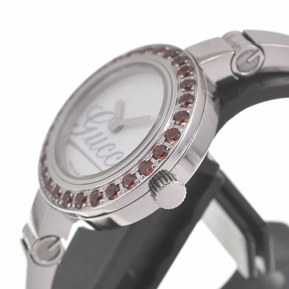 Elegant Gucci 105 Garnet Bezel Bangle Quartz Ladies Watch - Pre-owned