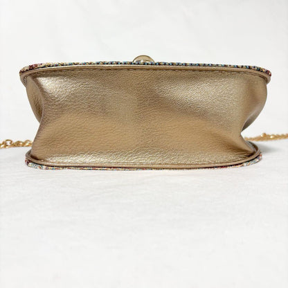 Exquisite Turkish Embroidered Gold Thread Mini Chain Bag - Traditional Craftsmanship, Elegant