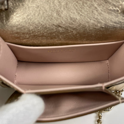 Exquisite BVLGARI Serpenti Forever Micro Snake Leather Shoulder Bag Gold 293455