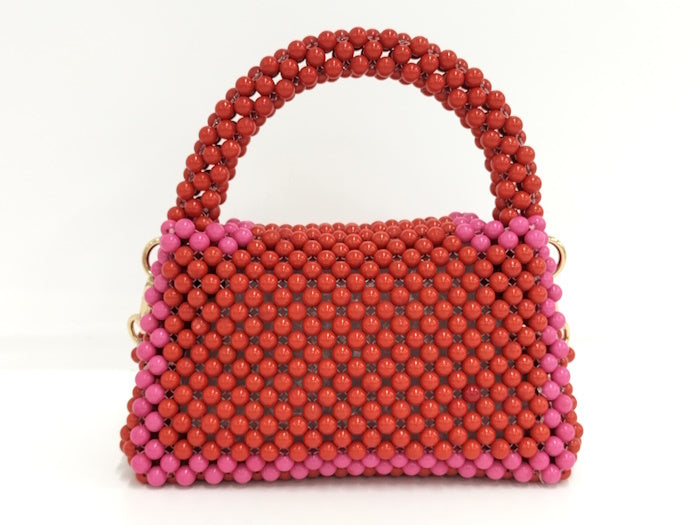 Chic Kate Spade Red & Pink Beaded Canvas 2-Way Handbag - Pre-loved Fashion