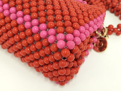 Chic Kate Spade Red & Pink Beaded Canvas 2-Way Handbag - Pre-loved Fashion