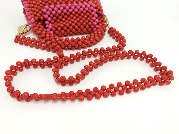 Chic Kate Spade Red & Pink Beaded Canvas 2-Way Handbag - Pre-loved Fashion