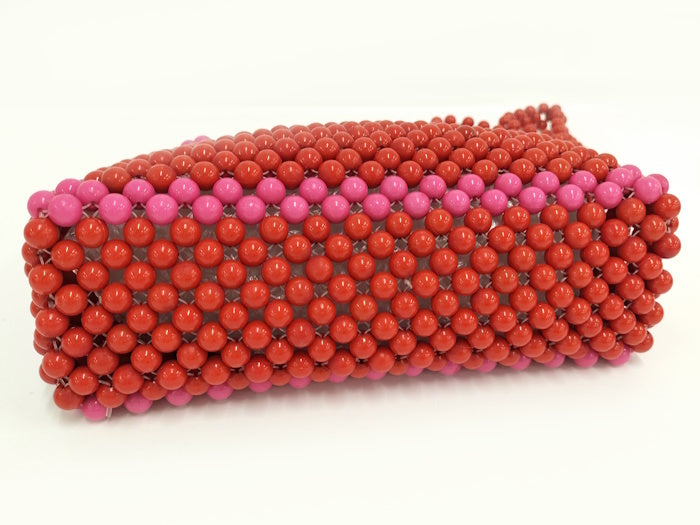 Chic Kate Spade Red & Pink Beaded Canvas 2-Way Handbag - Pre-loved Fashion