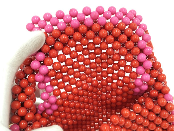 Chic Kate Spade Red & Pink Beaded Canvas 2-Way Handbag - Pre-loved Fashion