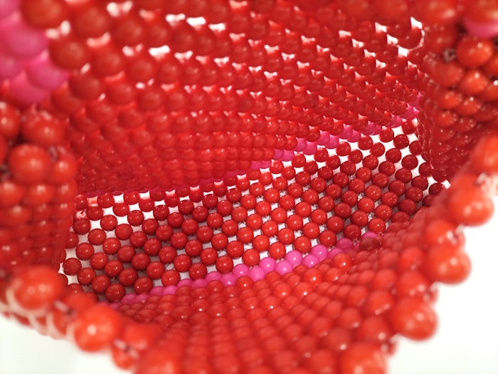 Chic Kate Spade Red & Pink Beaded Canvas 2-Way Handbag - Pre-loved Fashion