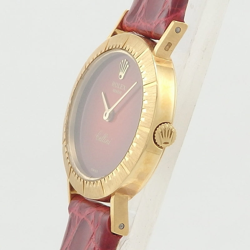 Vintage Rolex Cellini K18YG Brown Gradation Dial Manual Winding Women's Luxury Watch