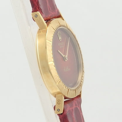 Vintage Rolex Cellini K18YG Brown Gradation Dial Manual Winding Women's Luxury Watch