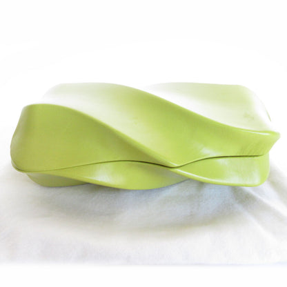 Bottega Veneta Kiwi Gold Leather Clutch Bag with Magnetic Closure