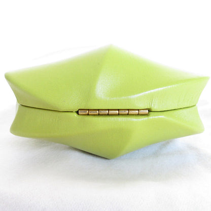 Bottega Veneta Kiwi Gold Leather Clutch Bag with Magnetic Closure