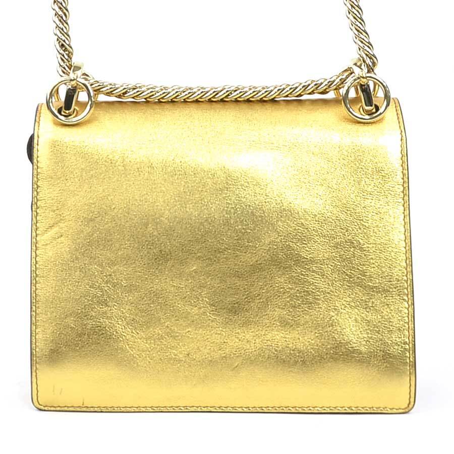 Fendi Mini Canai Leather Shoulder Bag Gold Silver with Metal Accents
