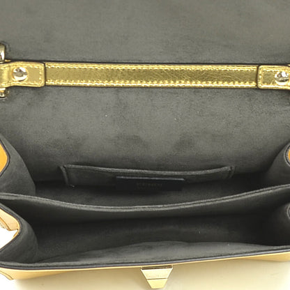 Fendi Mini Canai Leather Shoulder Bag Gold Silver with Metal Accents