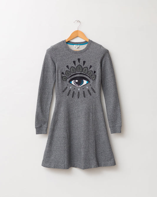 Icons eye embroidered sweat dress