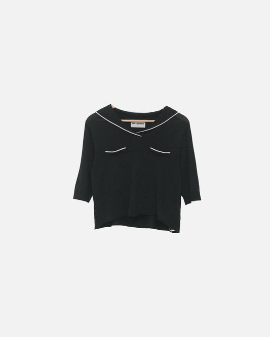 Karl Lagerfeld Contrasting Seams Knit Cropped Top
