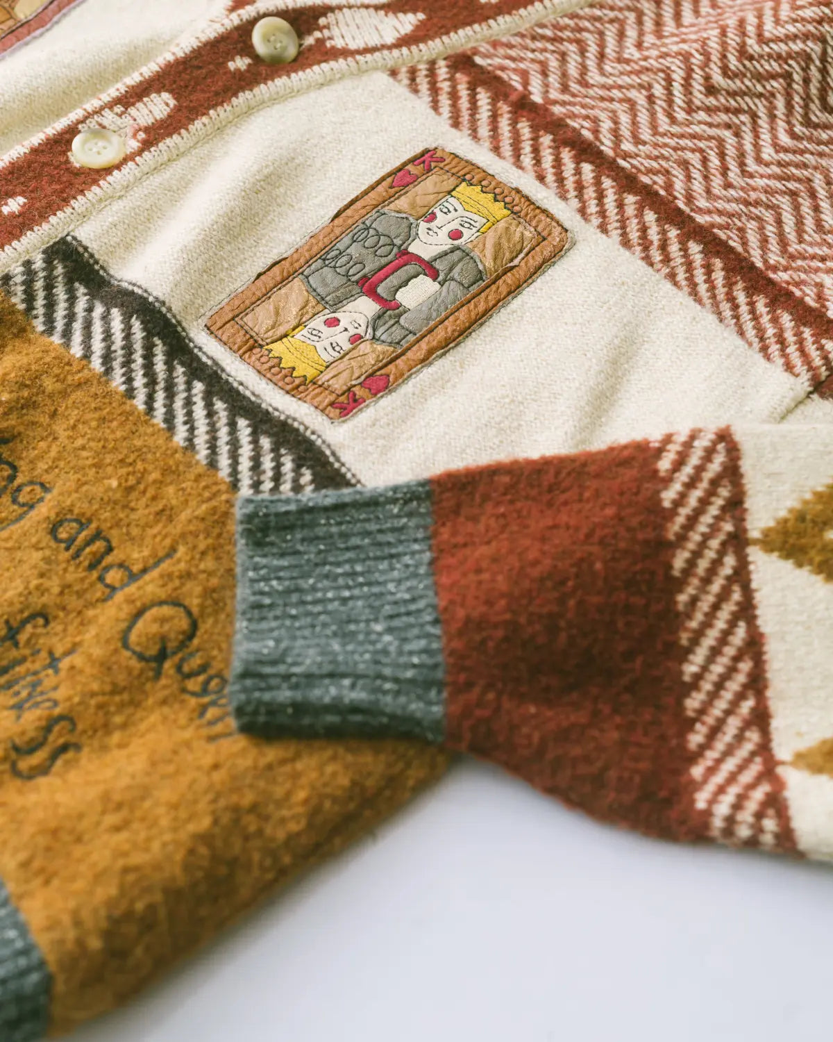 King & queen patchwork knit cardigan