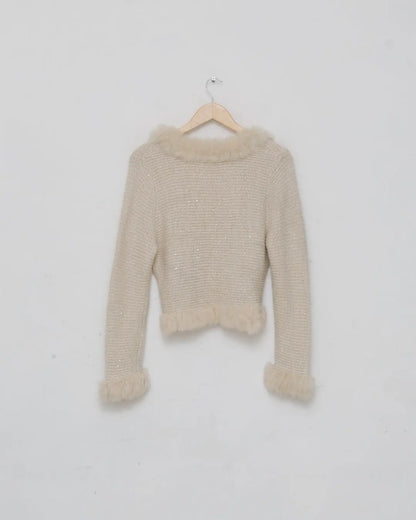 Courrèges Knit Top with Fur Details