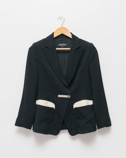 Logo plaque wool blazer