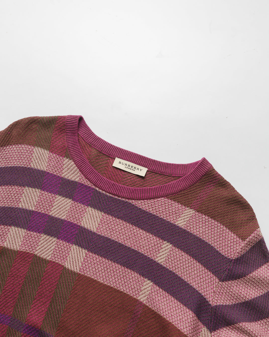 Burberry Mauve Nova Check Knit Pullover