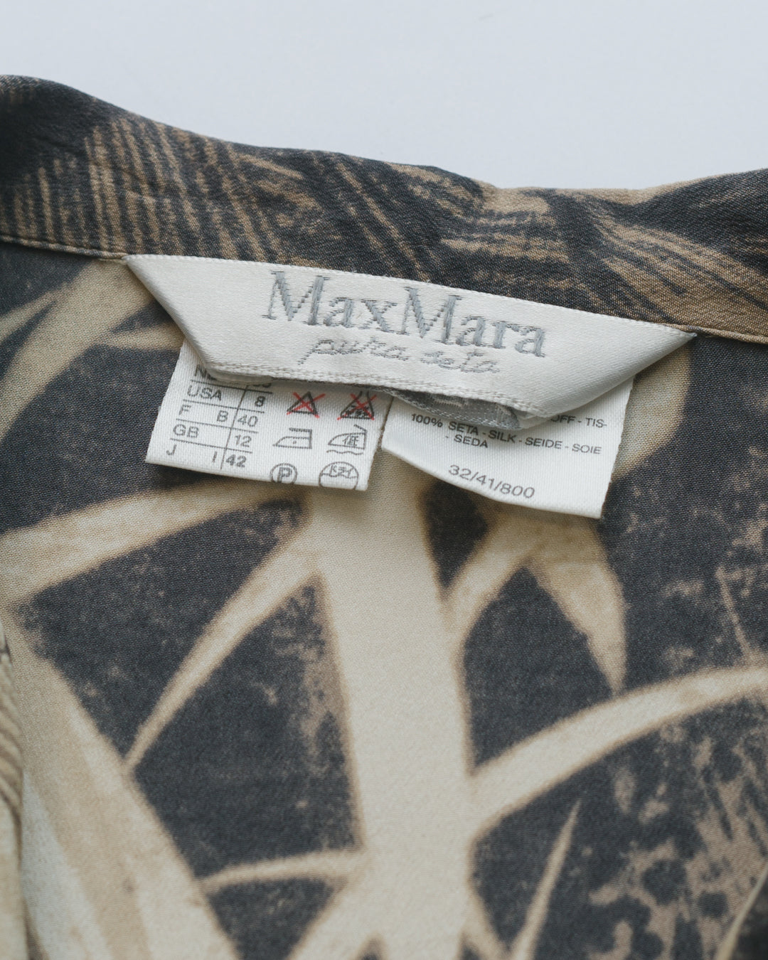 MaxMara Palm Print Silk Button Down Shirt