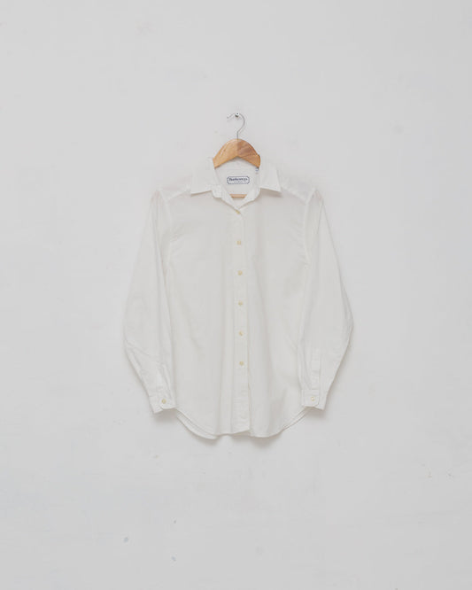 Minimalist white button down shirt