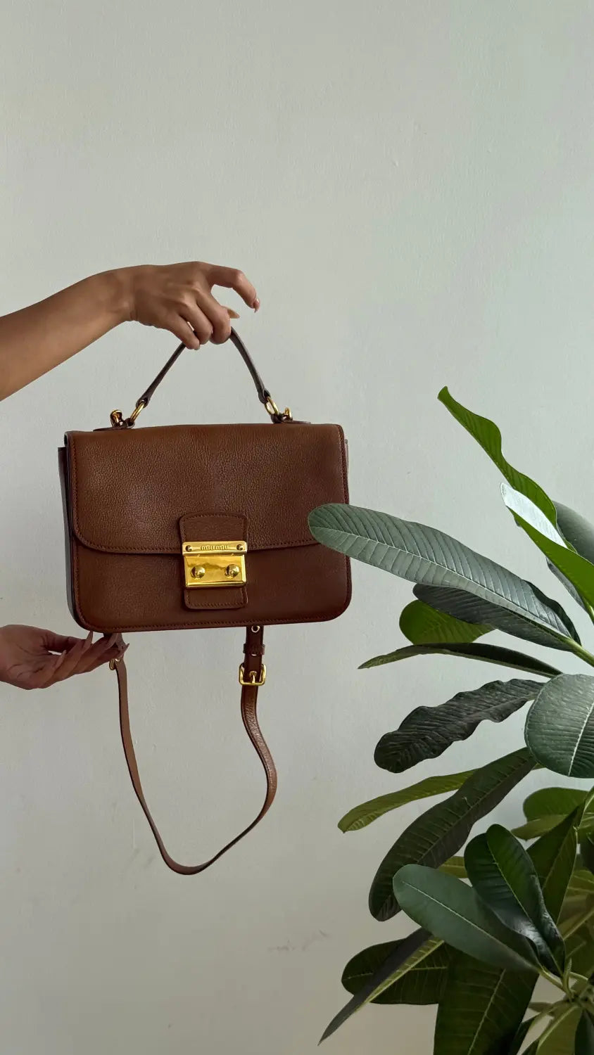 Miu madras leather two way satchel