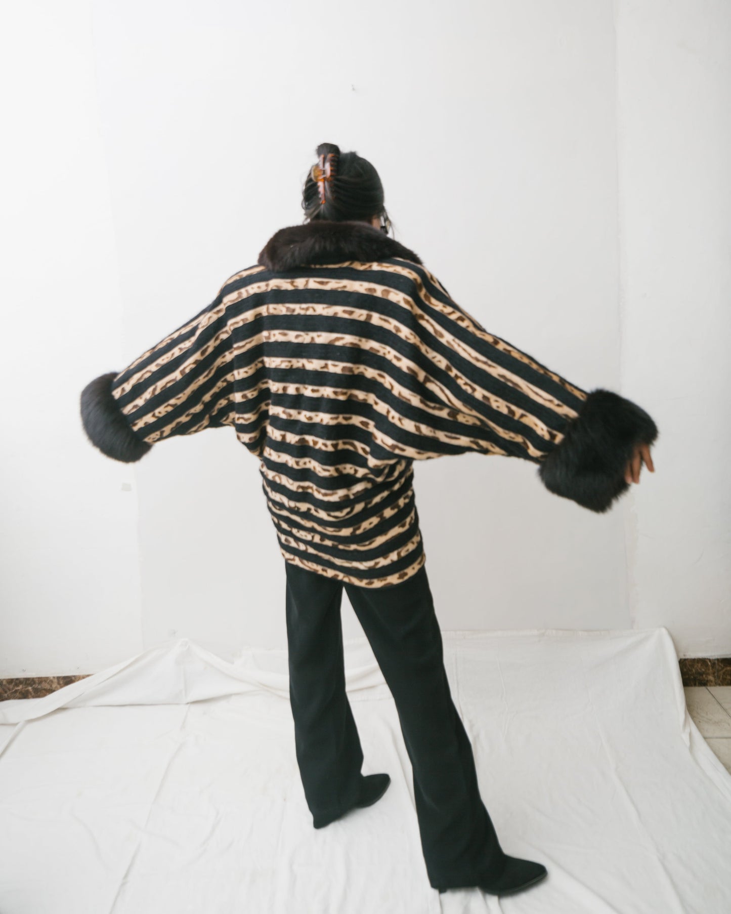 Mohair jacket with fur details