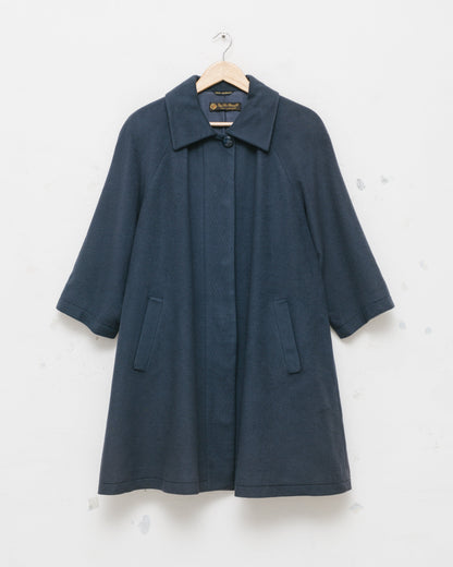 Navy cashmere flared coat