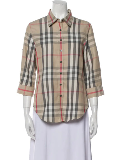 Burberry nova check button down top