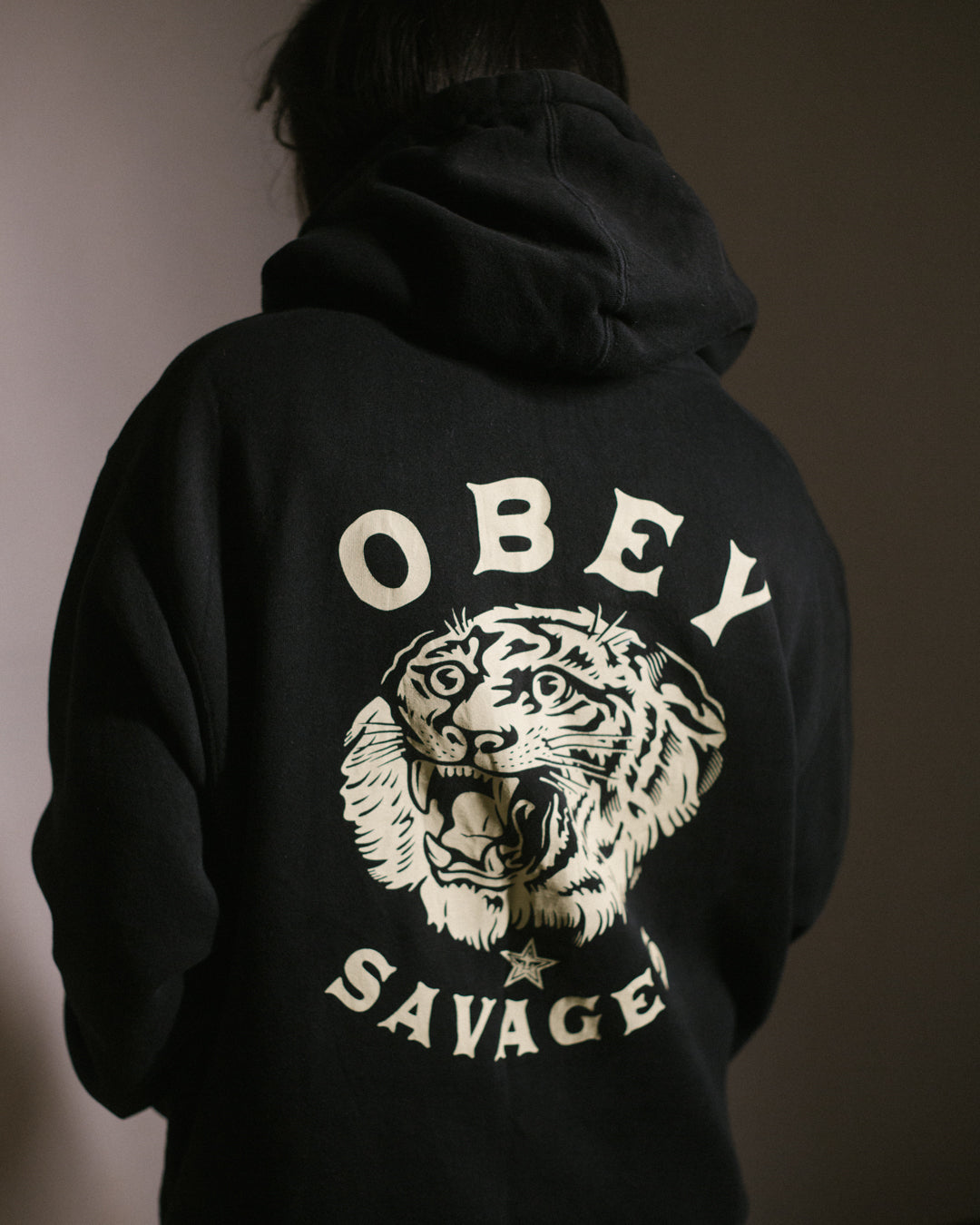 Obey savages logo back hoodie