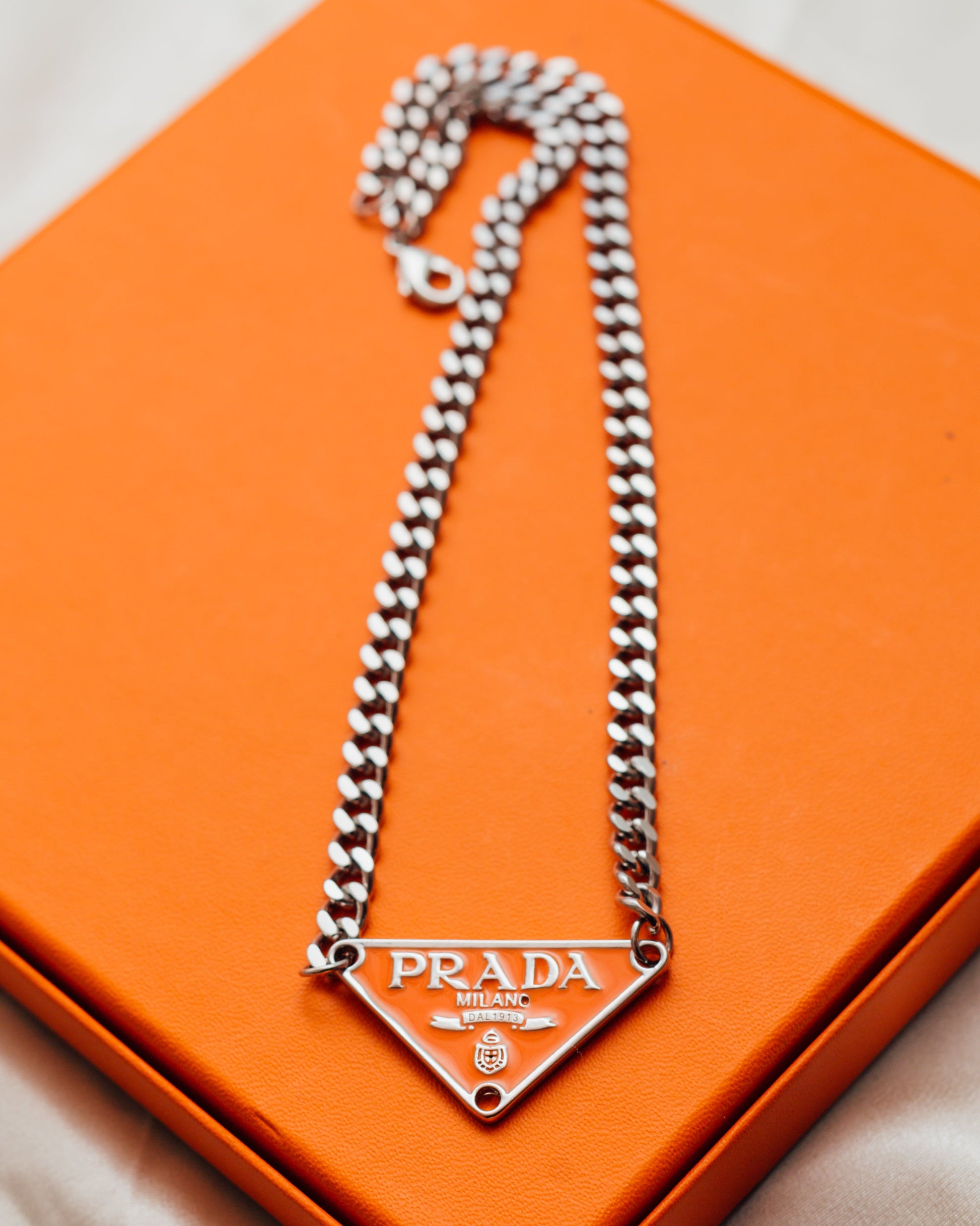 Orange plaque necklace