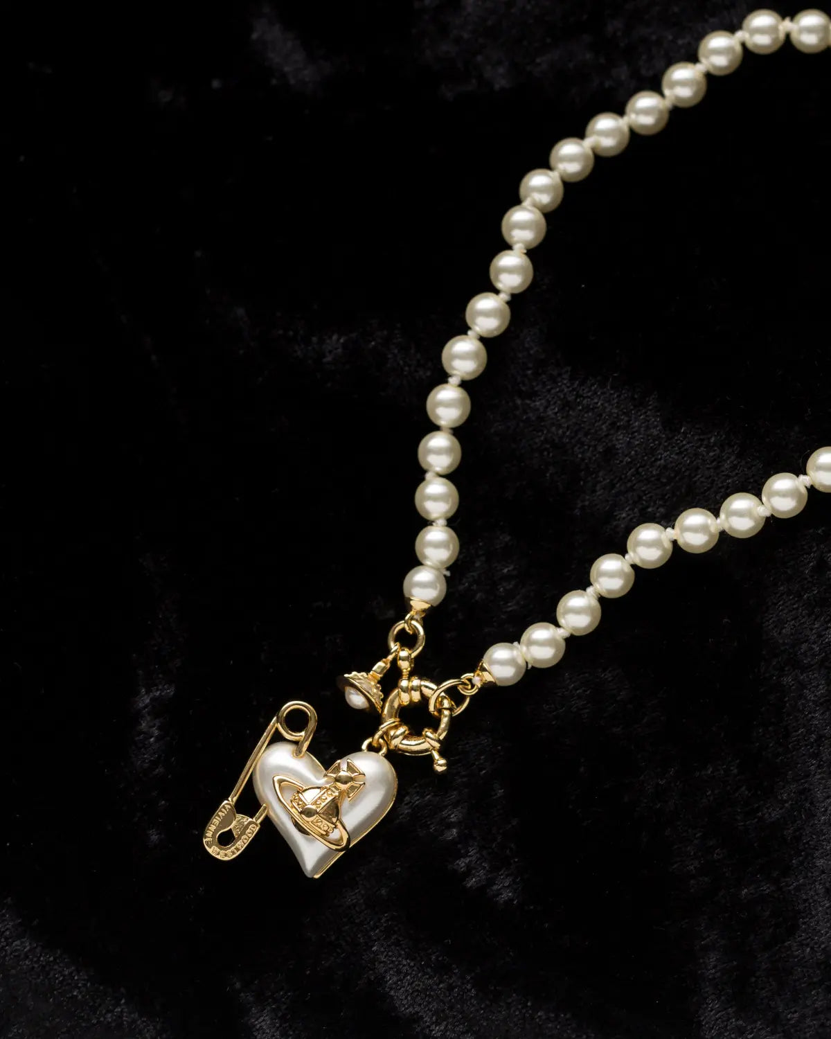 Vivienne westwood orietta heart pearl necklace