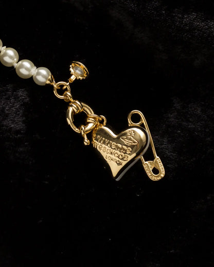 Vivienne westwood orietta heart pearl necklace