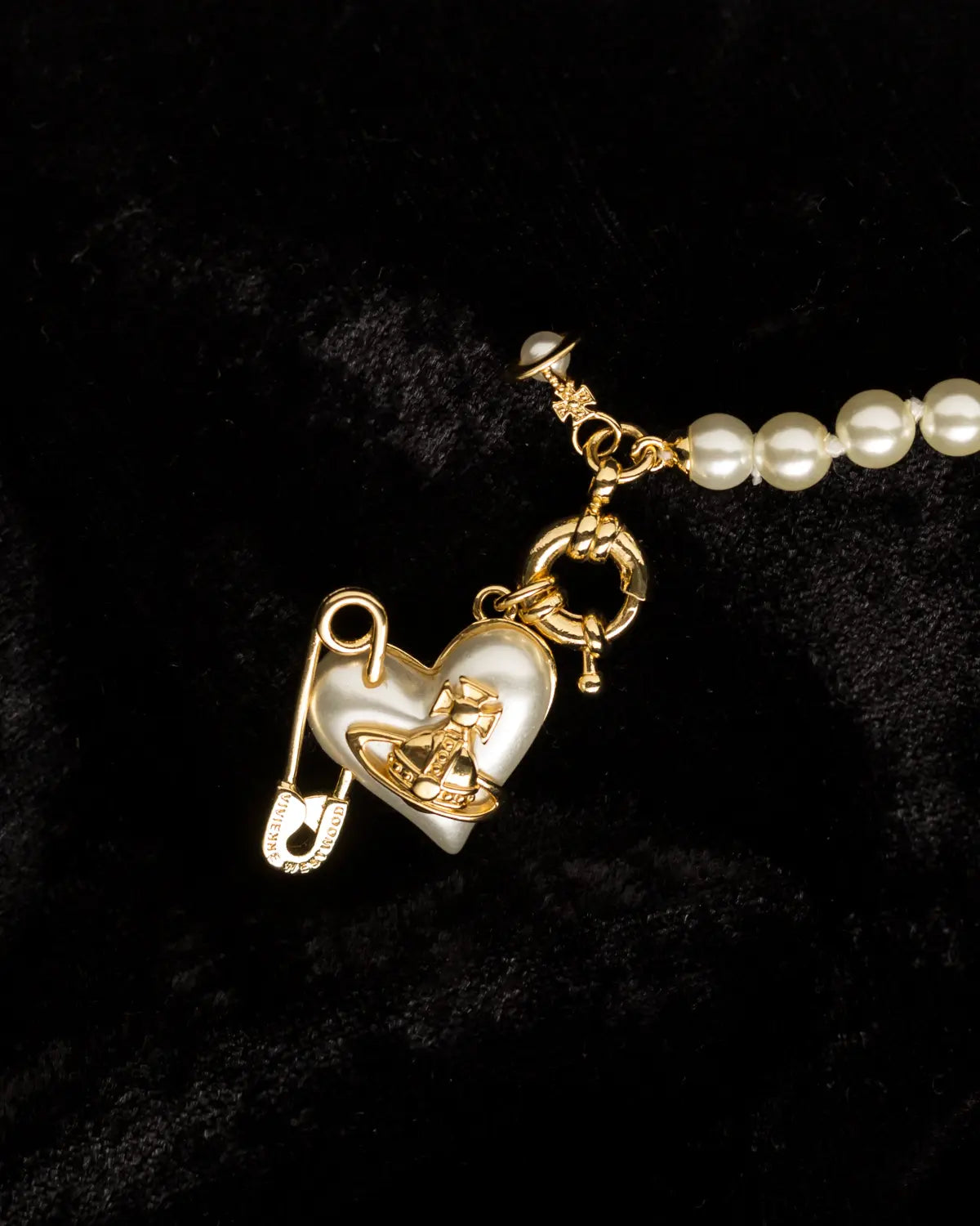 Vivienne westwood orietta heart pearl necklace