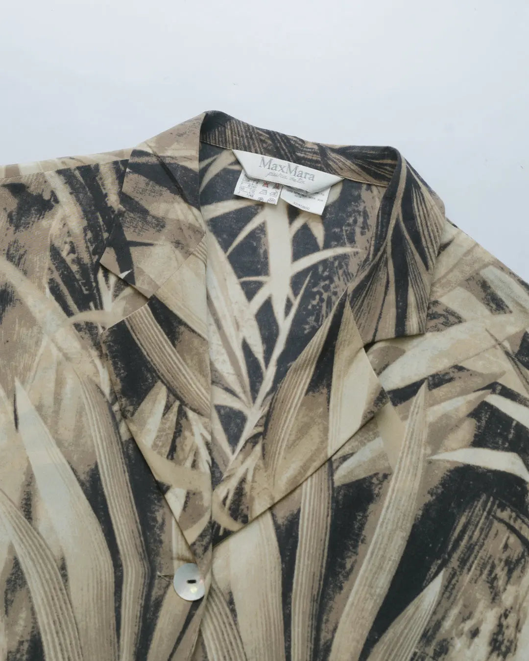 MaxMara Palm Print Silk Button Down Shirt