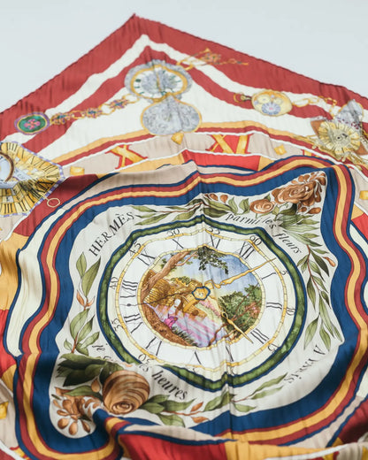 Hermés parmi les fleurs je compte heures silk scarf