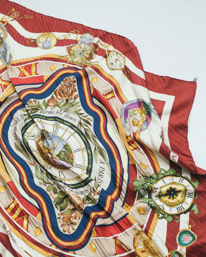 Hermés parmi les fleurs je compte heures silk scarf