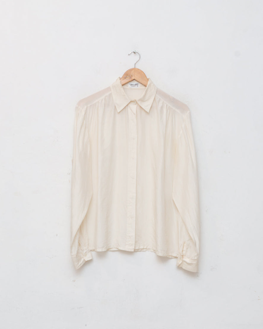 Pearl silk minimalist button down shirt