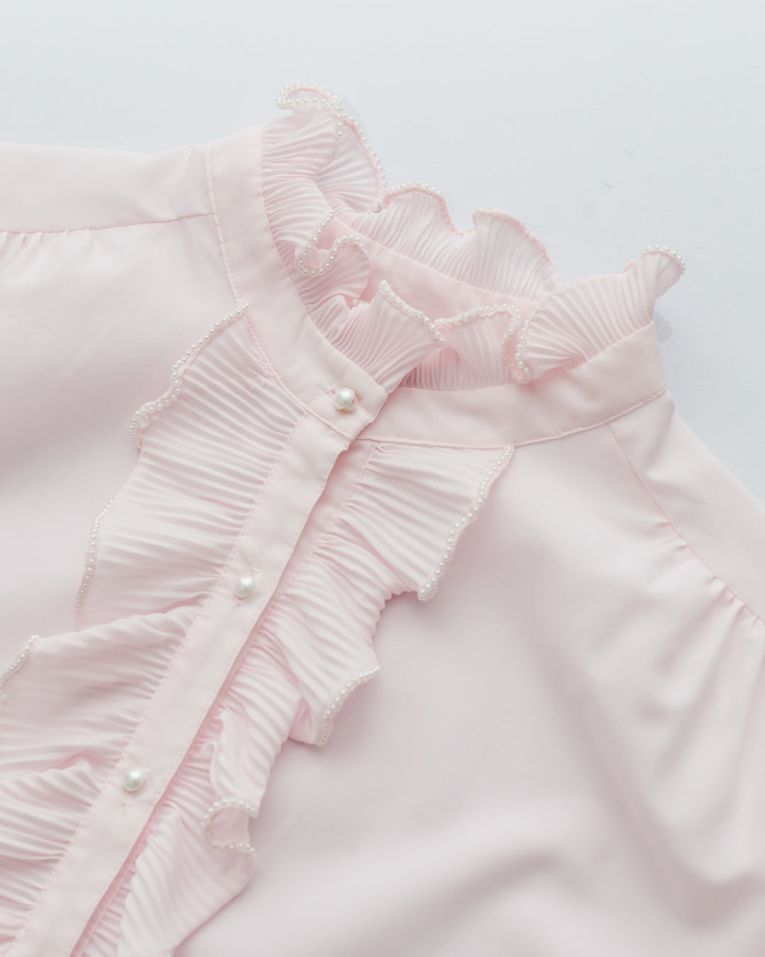Powder pink ruffle collar shirt