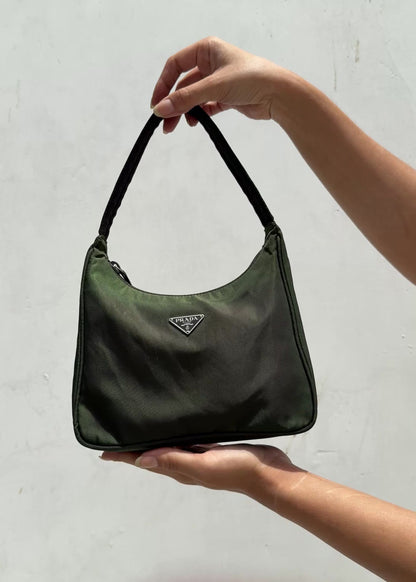 Prada Mini Tessuto Sport in Deep Moss Green
