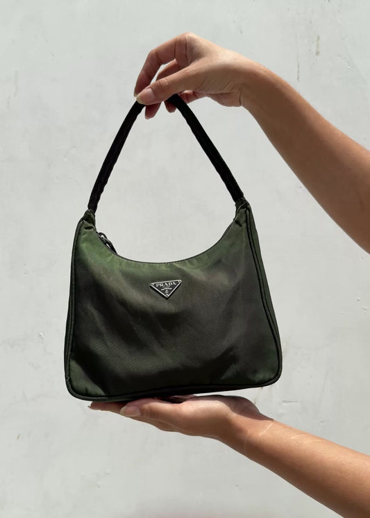 Prada Mini Tessuto Sport in Deep Moss Green