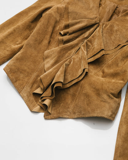 Pure Suede Ruffle Detail Jacket