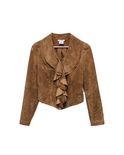 Pure Suede Ruffle Detail Jacket