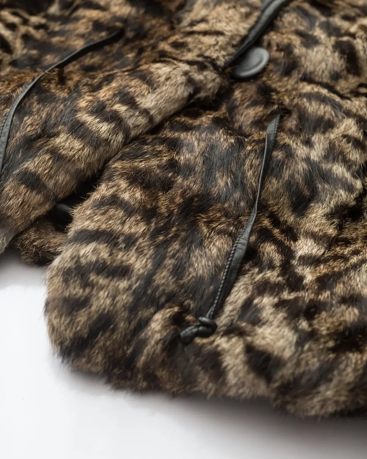 Handpicked by aimée rabbit fur jacket with leather details