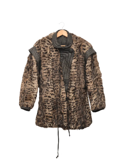 Handpicked by aimée rabbit fur jacket with leather details