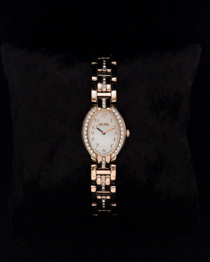 Quartz rose gold follie with mop dial watch