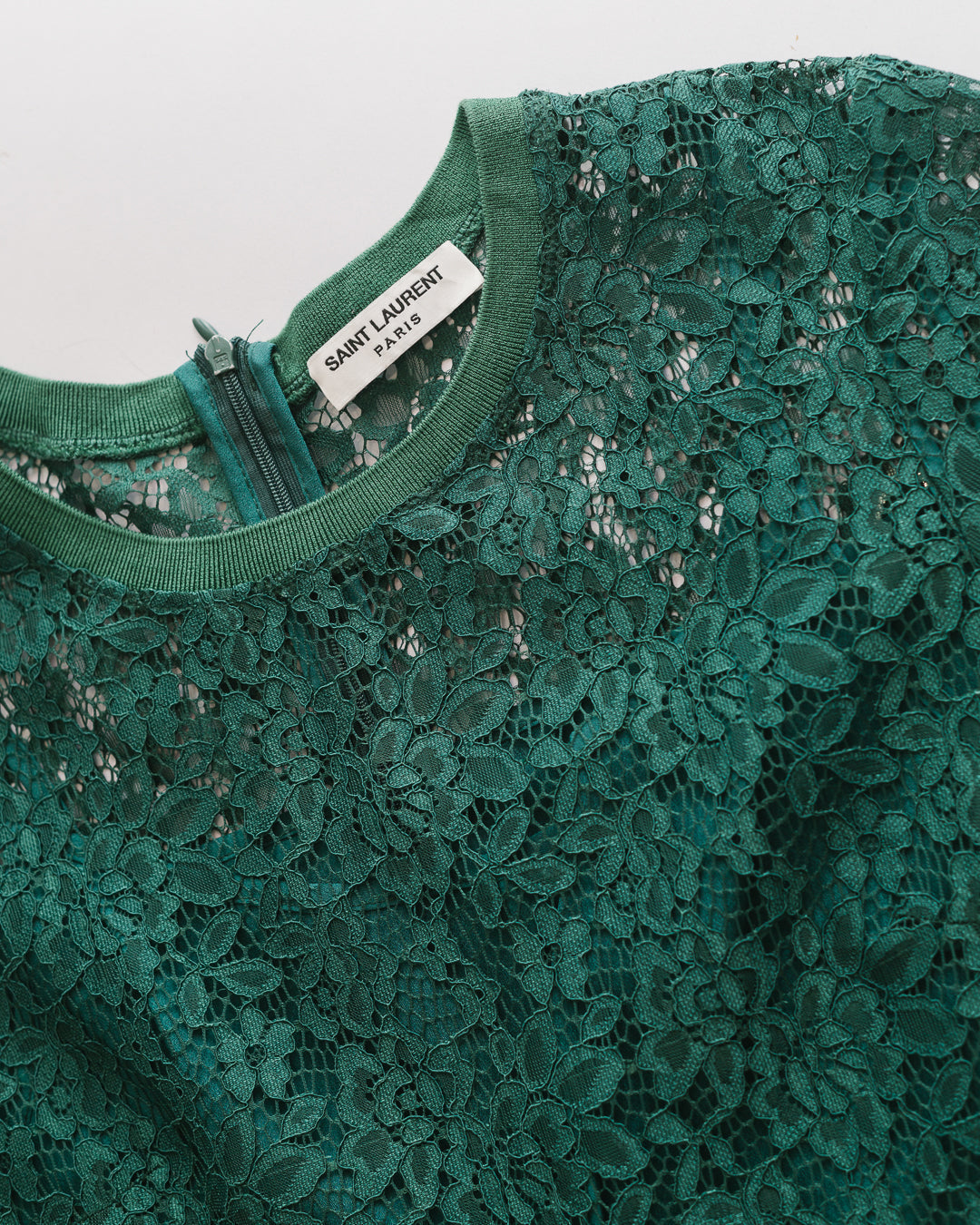 Saint Laurent Emerald Lace Midi Dress
